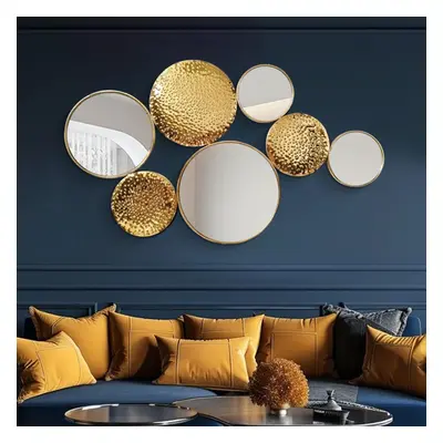 1200mm Gold Wall Decorative Mirror Set Creative Round Mirror Wall Hanging Decoration