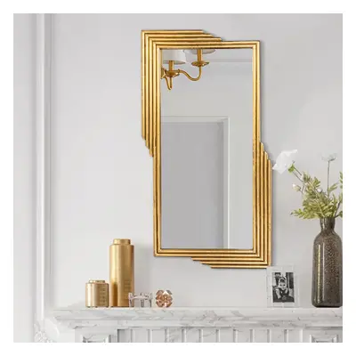 Modern Gold Metal Geometric Wall Decorative Mirror Entrance Rectangular Dressing Mirror