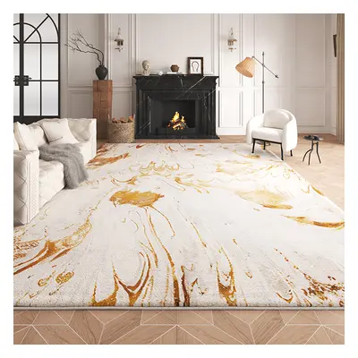 Gradient Gold Abstract Living Room Carpet Machine Washable Non-slip Waterproof Area Rug