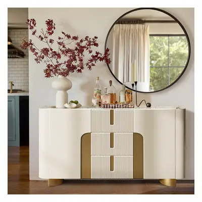 Artus Modern White 1500mm Sintered Stone Sideboard 3 Drawers Kitchen Buffet Table