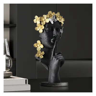 Black & Gold Thinker Sculpture Statue Resin Romantic Silence Desktop Ornament