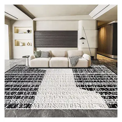 Black&White Diatom Silk Indoor Waterproof and Stain-Resistant Rectangle Area Rug