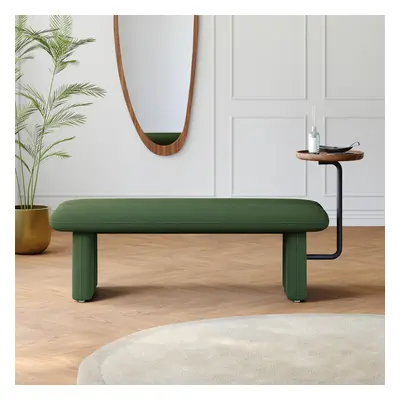 1370mm Modern Green & Teak Entryway Bench Upholstered Bench with Tray