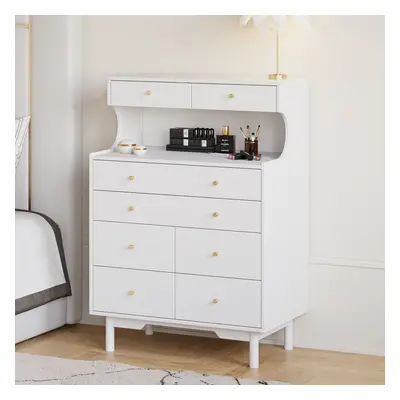 Modern White Bedroom Dresser with 8 Drawers Buffet Chest Cabinet with Storage