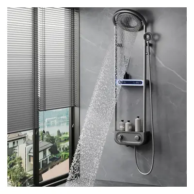 360° Rotating Thermostatic Shower System Set with LED Display and Storage Shelf