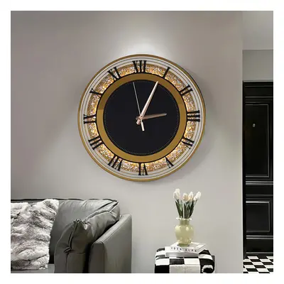 350mm Golden LED Diamond Silent Roman Numerals Pendulum Wall Clock