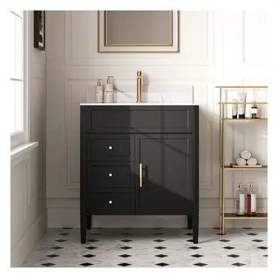 760mm Black Modern Freestanding Bathroom Vanity with Sink