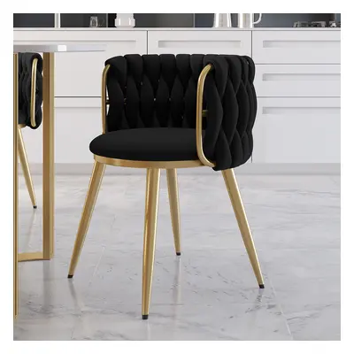 4-Piece Nordic Black Barrel Back Dining Chair Round Accent Chair with Velvet Upholstery