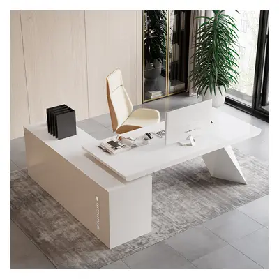 Modern White L-Shape Right Hand Executive Desk & Office Chair Set (2000mm)