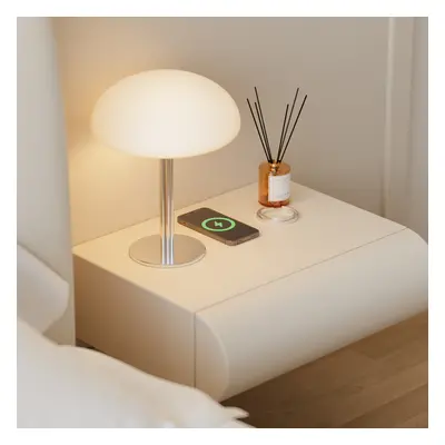 Humply Floating Smart Nightstand 1 Drawer Bedside Table in White