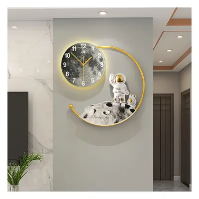 Modern Astronaut Metal Acrylic Round Wall Clock with LED Lights