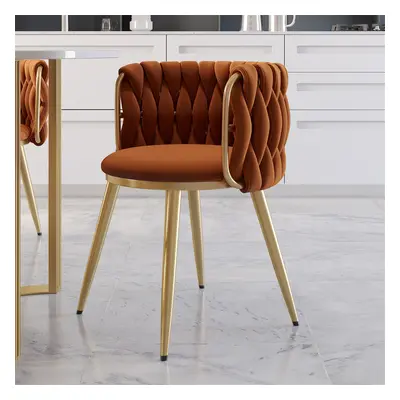 4-Piece Nordic Orange Barrel Back Dining Chair Round Accent Chair with Velvet Upholstery