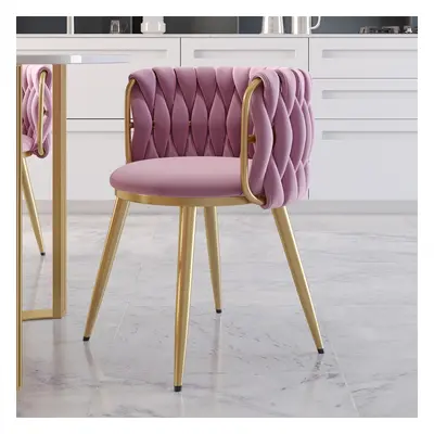 4-Piece Nordic Pink Barrel Back Dining Chair Round Accent Chair with Velvet Upholstery