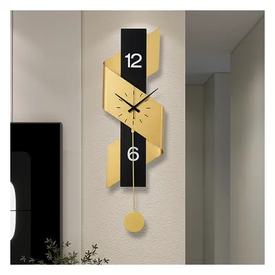 870mm Modern Geometric Gold & Black Digital Wall Clock Oversized Wall Decor For Living Room