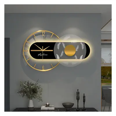 Modern Black & Gold LED Geometric Metal Digital Wall Clock Oversized Wall Decor For Living Room