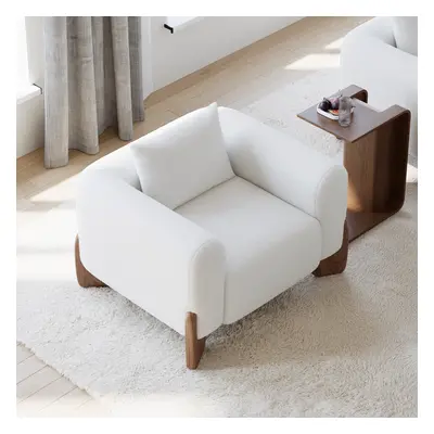 Curva Modern Boucle Accent Chair with Wood Frame Lounge Armchair for Living Room