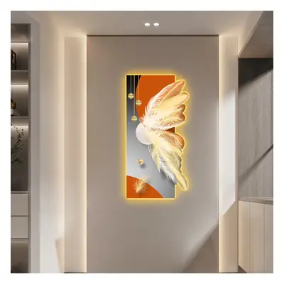 Modern Abstract LED Wall Art with Backlit Light Unique Feather Design for Living Room Home Decor