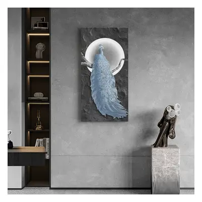 39.4" LED Peacock Wall Art Modern Abstract Geometric Decor USB Charging