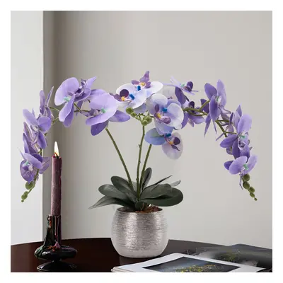 Purple Artificial Flower Arrangement in Silver Vase Fake Flower Dining Table Centerpiece