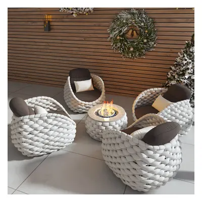 Smokeless Propane Outdoor Fire Pit Table Round Patio Furniture Firepit in Aluminum Alloy (3500mm