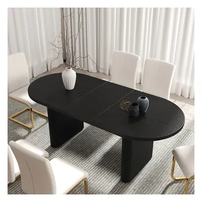 Japandi 2000mm-2400mm Oval Extendable Black Dining Table Butterfly Leaf 6-10 Seater