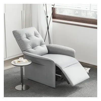 Modern Gray Leather Power Recliner High Back Sleeper Chair with Side Pocket