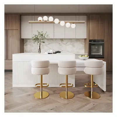 2050mm-2680mm Kitchen lsland Extendable Marble Veneered Top white Modern with Doors & Drawers