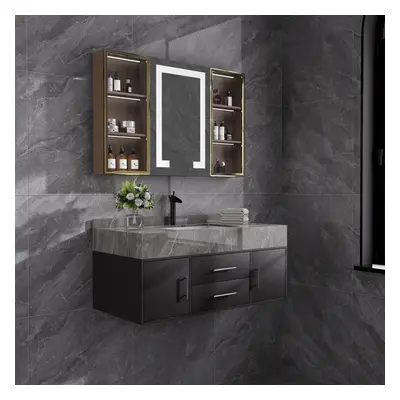 1000mm Floating Ceramic Sink & Stone Top in Black & Bathroom Cabinet Vanity