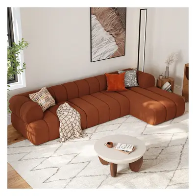 3000mm Channeled 3-Piece Boucle Sectional L-Shaped Sofa with Chaise