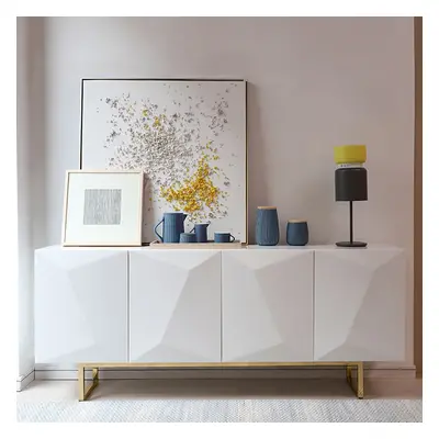 1800mm Modern White&Yellow Buffet Sideboard Kitchen Cabinet Adjustable Shelves