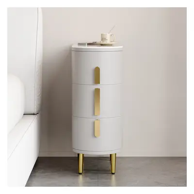 Modern Gray Narrow 3 Drawer Nightstand Sintered Stone Top Bedside Table