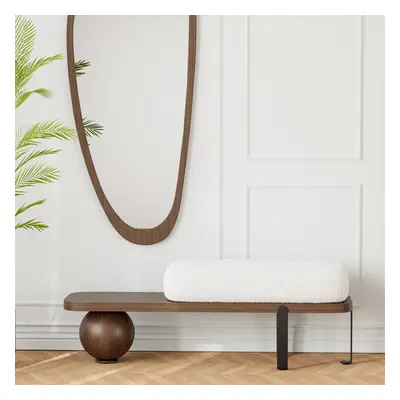 Ball design Entryway Bench Wooden Furniture with Abstract Metal Legsin White & Gold (1200mm Wid