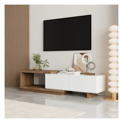 Quoint 1750mm Modern TV Stand Retracted & Extendable 2-Drawer Media Console Walnut