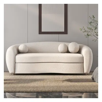 2080mm Modern White Teddy Velvet 3 Seaters Curved Sofa for Living Room