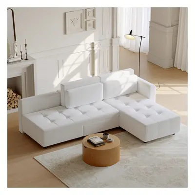 Velvet Tufted Modular Reversible Sofa Bed with Lift Up Storage 4-Seater L-Shaped Sleeper Sofa