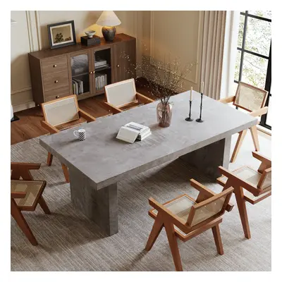 2000mm Farmhouse Rectangle Wood Dining Table Gray Seats 6-8 People