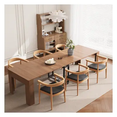 500mm-3000mm Rectangle Extendable Dining Table Wood for 12 Person Country Style Walnut Folding T