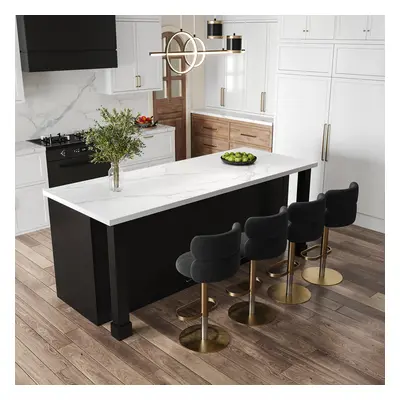 72'' Marble Kitchen lsland Faux Marble with Wine Storage Black Modern Large Kitchen Cabinet