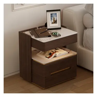 Modern Smart Walnut Nightstand with Wireless Charger & Sensor Light & Bluetooth Speakers Sintere