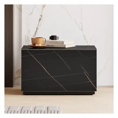 Modern 600mmW Faux Travertine Nightstand 1 Drawer Bedside Table