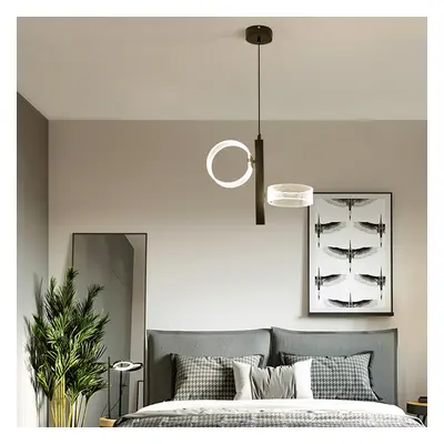 Modern Acrylic LED Pendant Light 2 Light Black Metal Linear