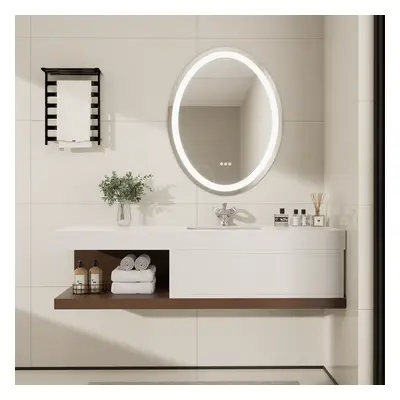 59" Floating Bathroom Vanity Set Wall-Mounted with Single Sink in White & Walnut Modern