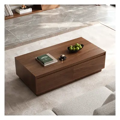 1200mm Mid Century Modern Walnut Coffee Table Rectangular Block Living Room Table with Storage