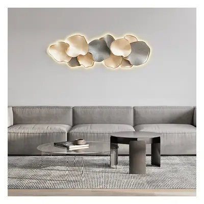 Modern Wall Art LED Wall Decor with Unique Textured Design in Off White & Gray