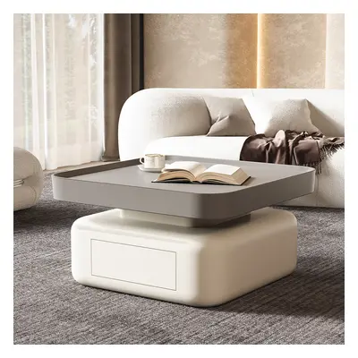 Solid Coffee Table with 2 Drawers Storage Square Living Room