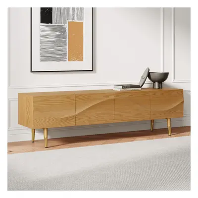 Lake Mid Century TV Stand with Wavy Design Natural Storage Drawers for TVs Up to 1905mm