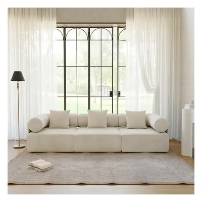 2800mm 3-Piece Modular White Performance Velvet 3-Seater Sofa