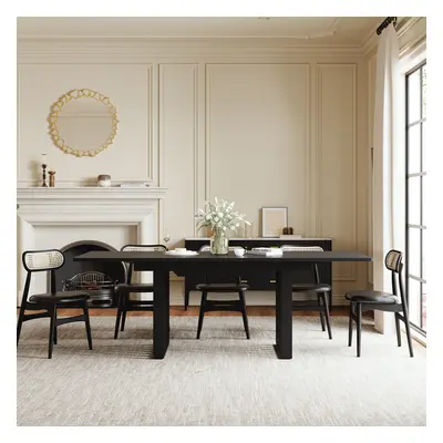 1400mm-2200mm Extendable Dining Table Black Seats 4-8 People