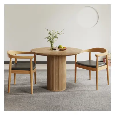 1000mm Round Small Dining Table for 2-4 Person Walnut Wood Tabletop