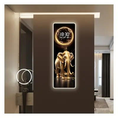 Modern Elephant Digital Wall Clock with LED Large Decor for Living Room